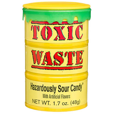 Кислые леденцы Toxic Waste Hazardously Sour Candy (желтая бочка), 42 гр